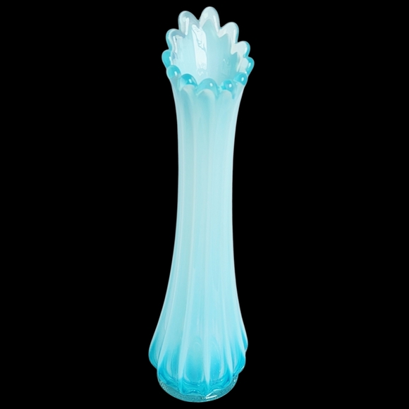 Blue Opalescent Swung Vase 10.75